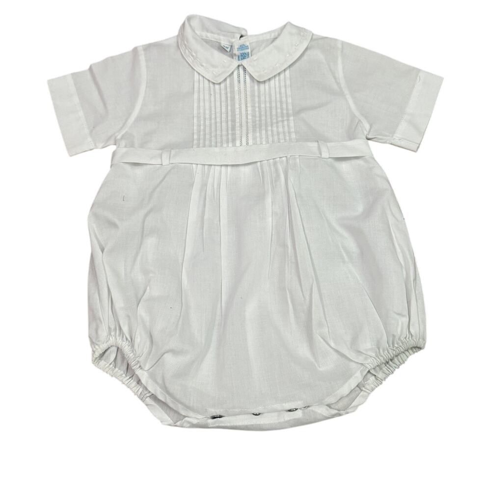 Feltman Bros White Christening Romper Embroidered Baby Size 9 Months